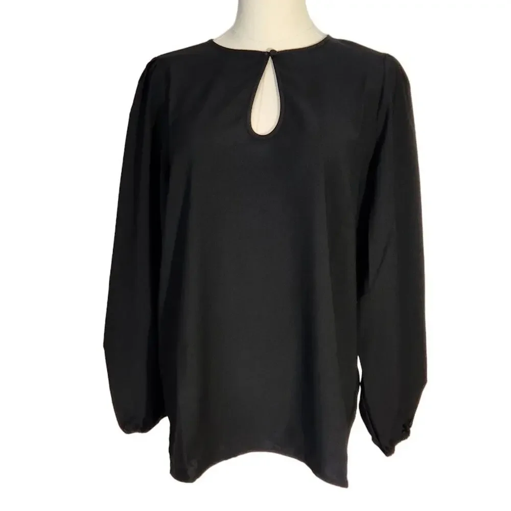 J Crew Black Puff Sleeve Crepe Top Blouse BL712 Office Women Size Small Tall
